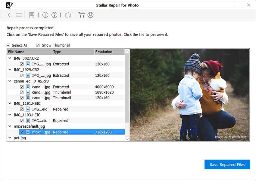 Stellar Repair for Photo - Save repaired file