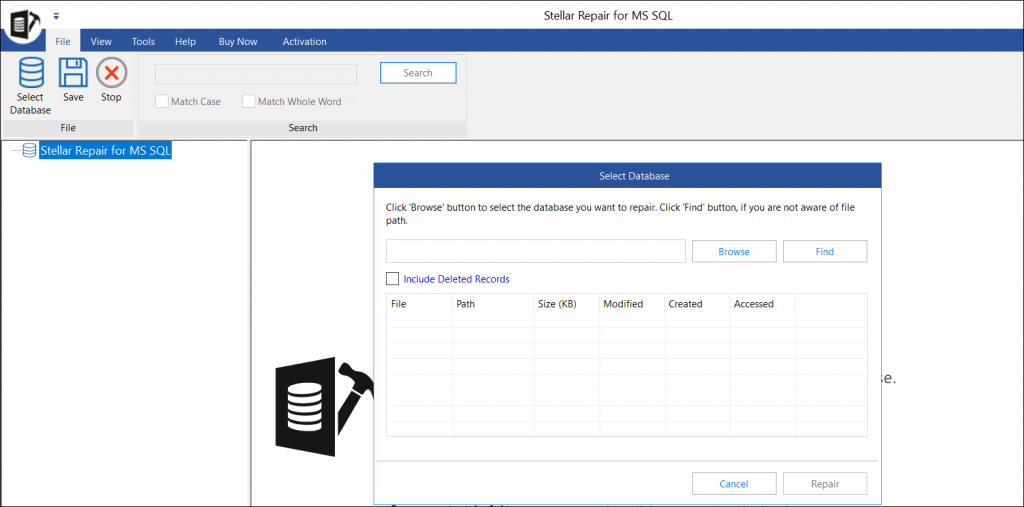 Stellar repair for MS SQL application overview