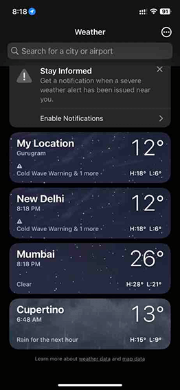 weather app upgrade in iOS 15