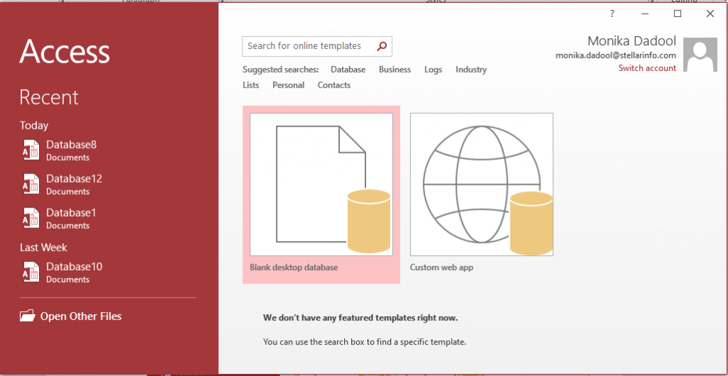 Open Blank Database