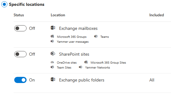 Select Exchange public folders
