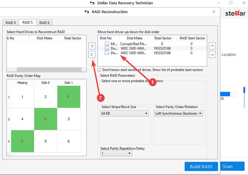 Selecting the drives in the RAID array