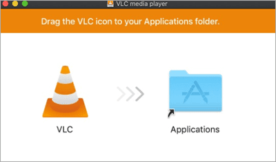 drag vlc cone to application folder