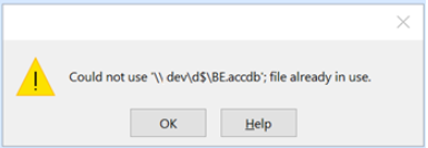 File already in use error message