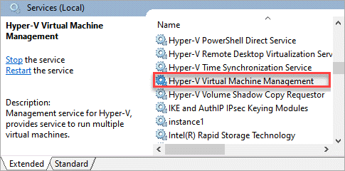 start or stop Hyper-v service