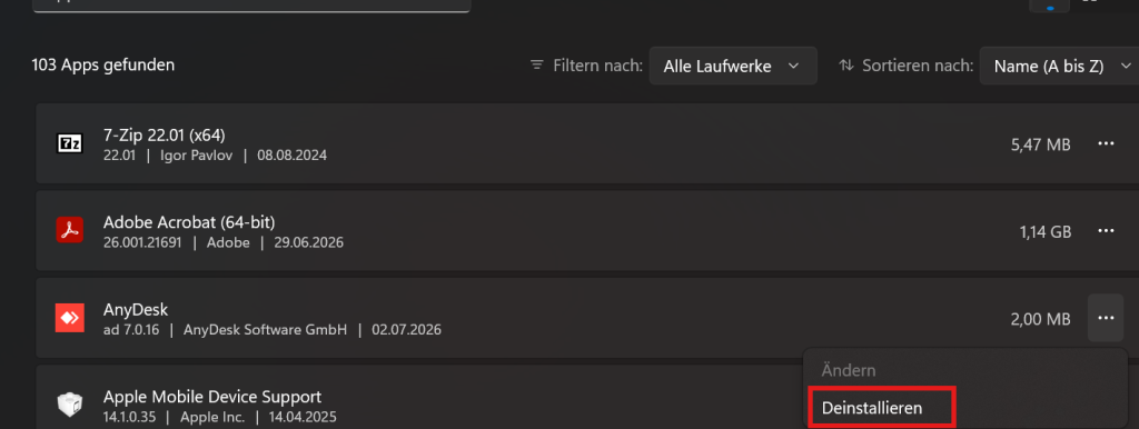 Deinstallieren