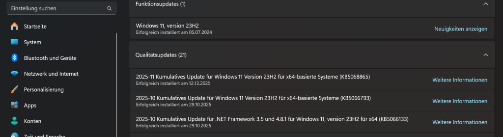Updateverlauf