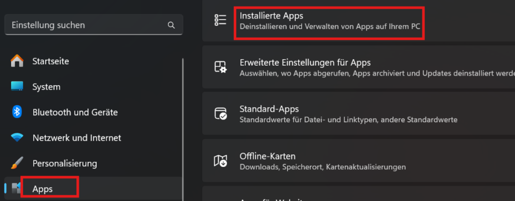 Installierte Apps