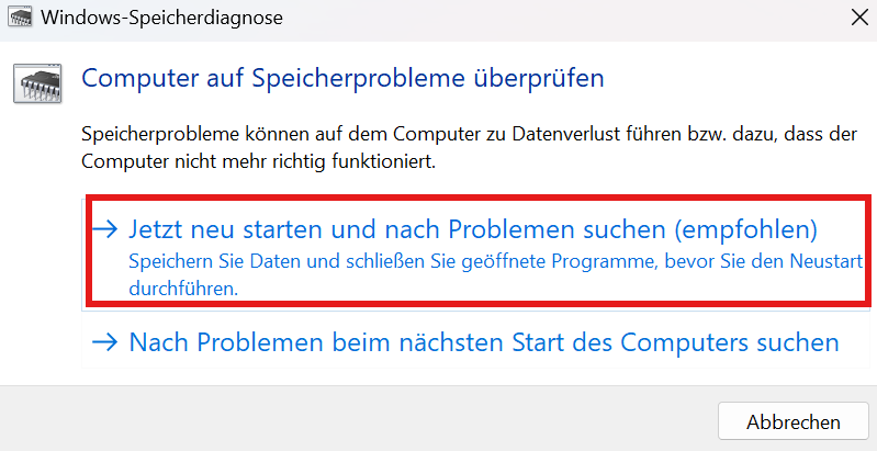 Computer neu starten