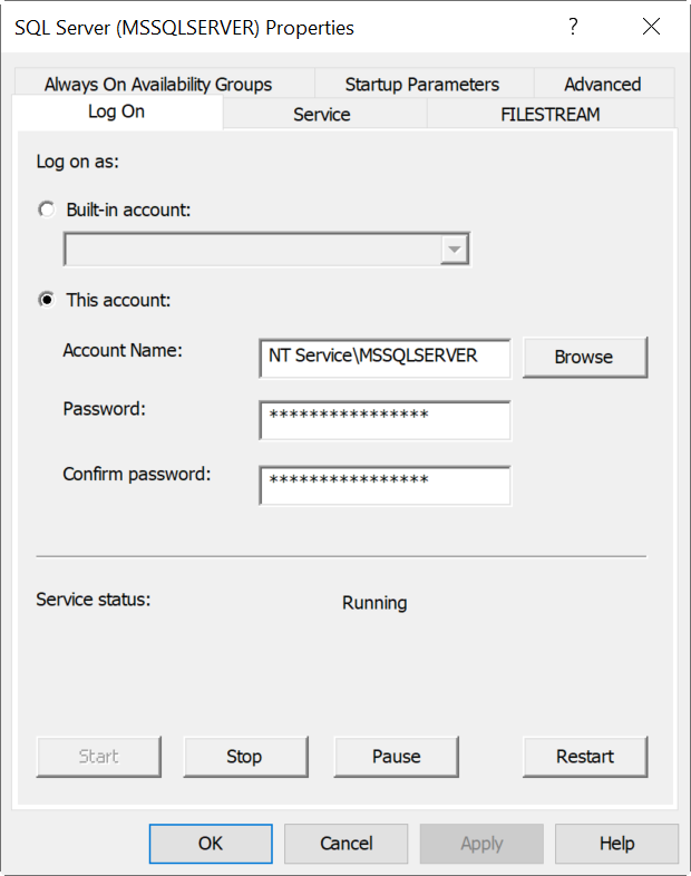 Image of overview of the Log On Tab