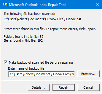 microsft outlook inbox repair tools message ater OST file scanned