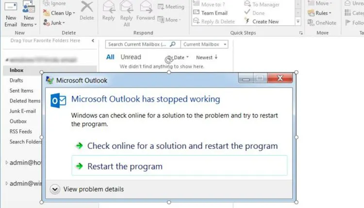 outlook stopped working