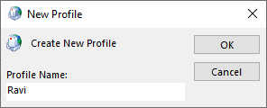 Select the Outlook profile name 