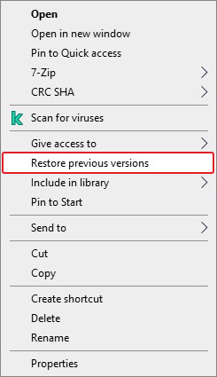 Restore previous versions