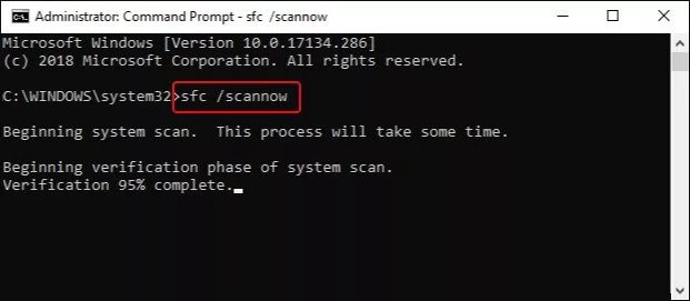 effectuer un scan sfc pour réparer l'écran bleu de rdr_file_system