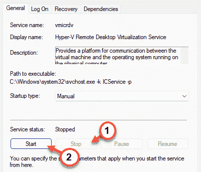 hyper-v service start or stop