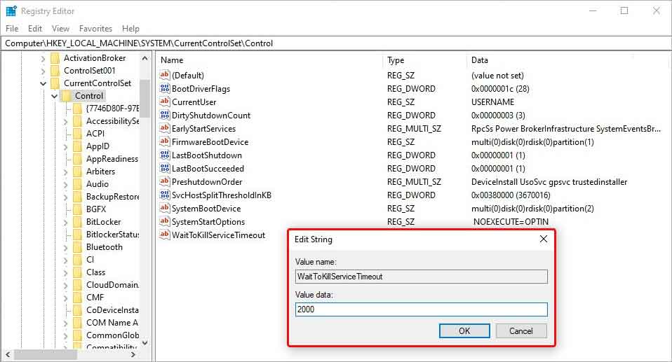 change registry value