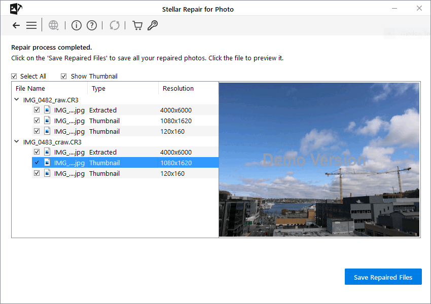 Stellar Repair for Photo- Preview CR3 files