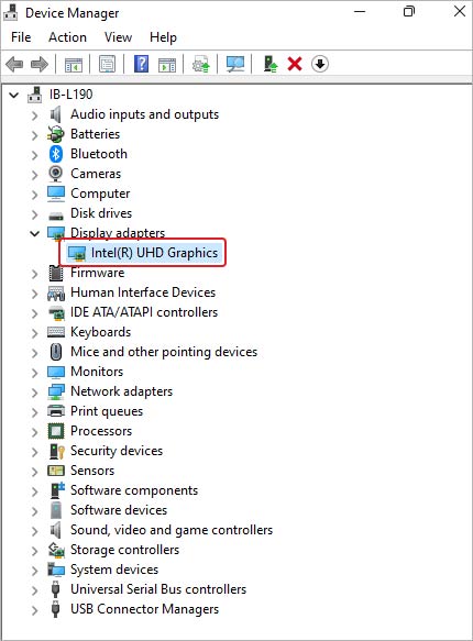 Open device manager to update drivers