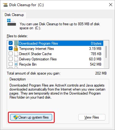click on Clean up system files and then OK.