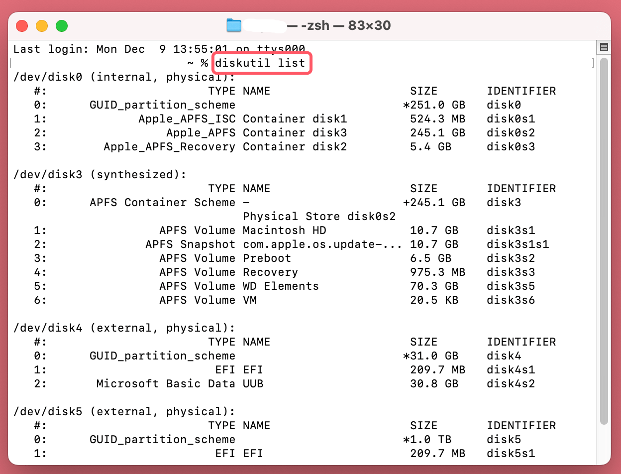 Type diskutil eraseDisk APFS "MyDrive" /dev/disk4
