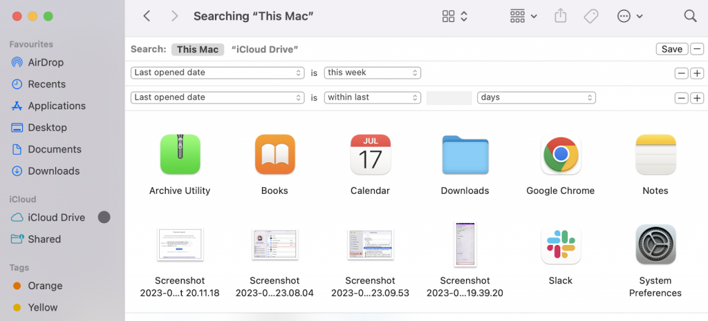 Finder > search for files on Mac