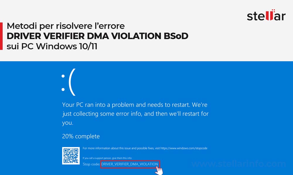 Metodi per risolvere l’errore DRIVER VERIFIER DMA VIOLATION BSoD sui PC Windows 10/11