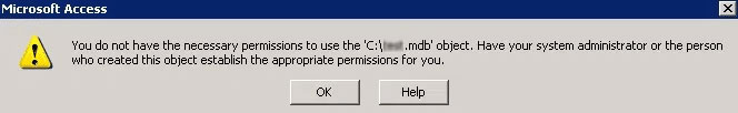 You do not have the necessary permissions to use the object error message