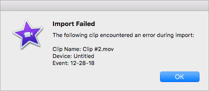 iMovie keeps crashing when importing