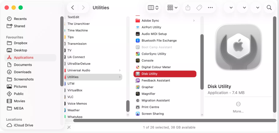 Open Disk Utility from Applications > Utilities