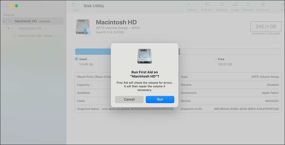 Click Run when the pop-up dialog appears