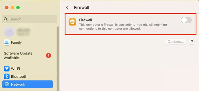 Turn off Firewall