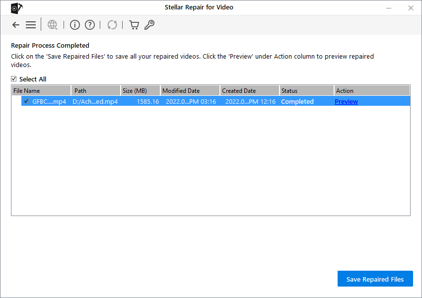 Stellar Repair for Video- Save Repaired Files