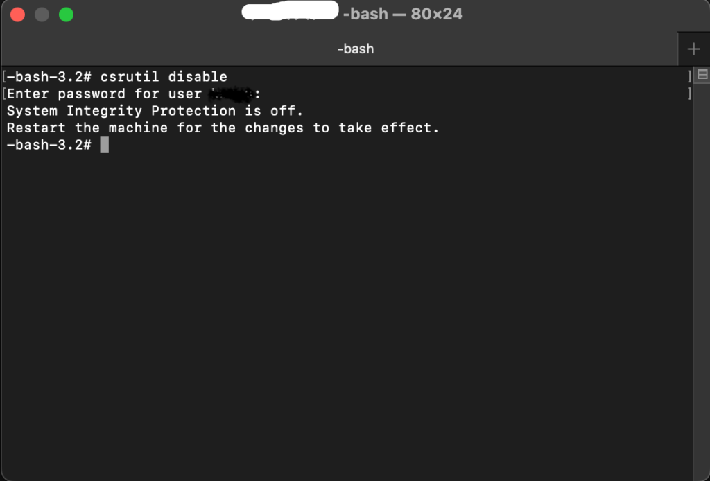 command: csrutil disable