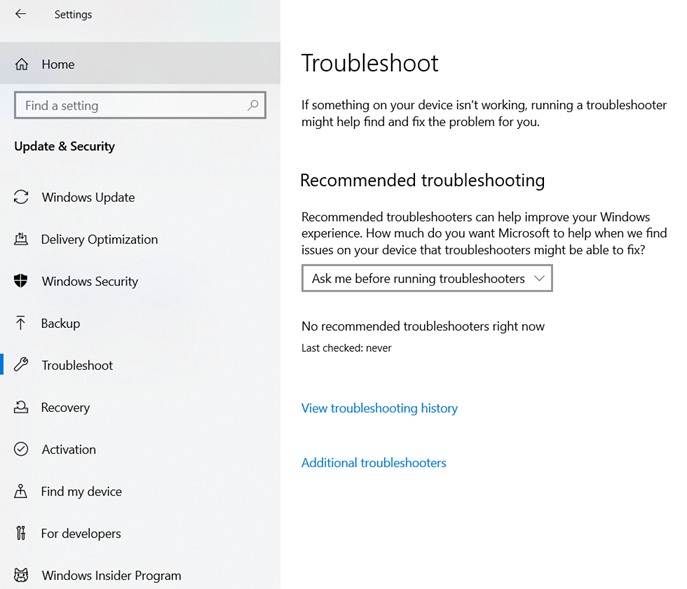 see an option for Additional troubleshooters.