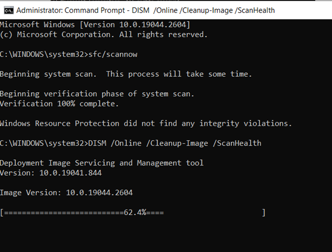 DISM /Online /Cleanup-Image /ScanHealth