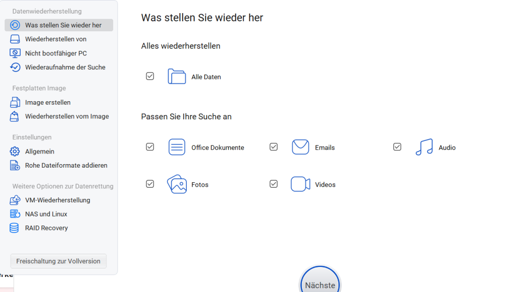 Daten auswaehlen