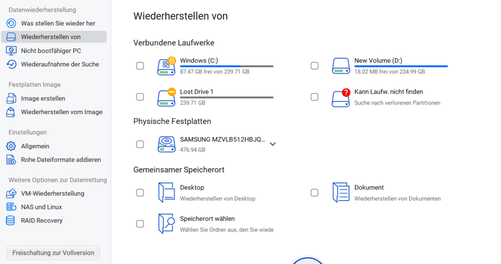 Laufwerk waehlen