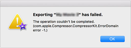 iMovie export failed