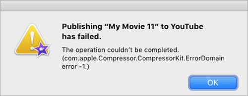 iMovie not Exporting to YouTube
