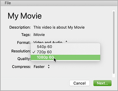 iMovie Not Exporting to 1080p/4K Video
