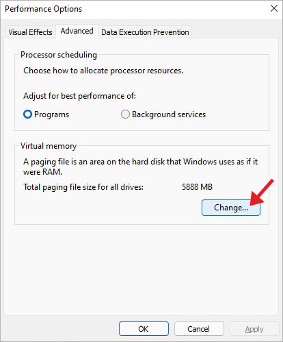 in-performance-options-window-go-to-advaced-tab-and-select-change
