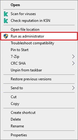 Run as administrator to fix the Requested Operation Requires Elevation error.