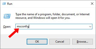 type msconfig in RUN