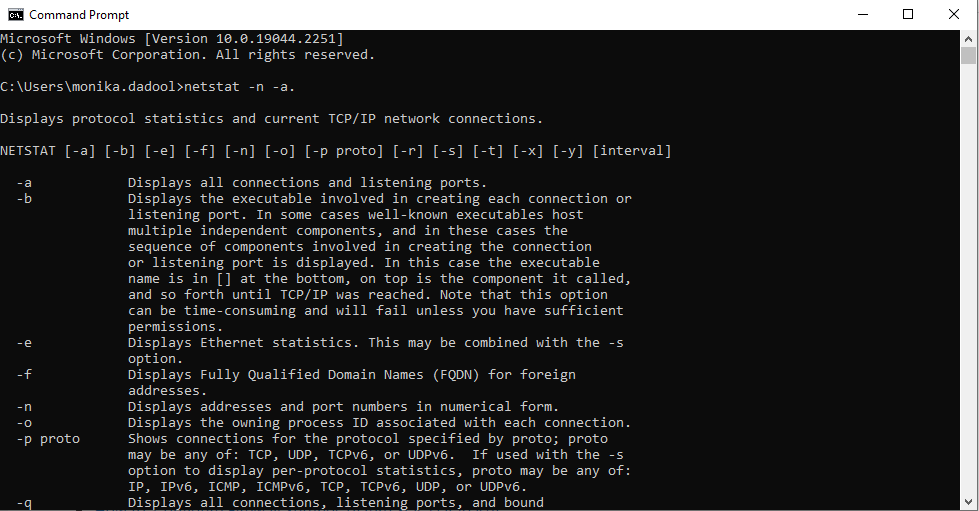 Netstat N A In Command Prompt