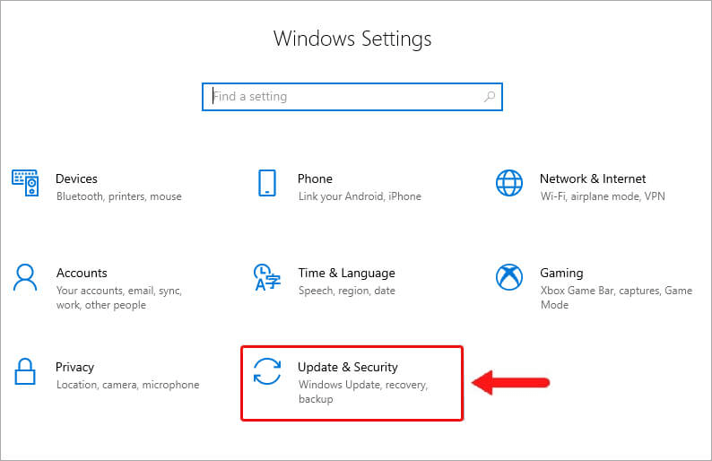 open windows 10 settings app to fix start menu and taskbar not working issue