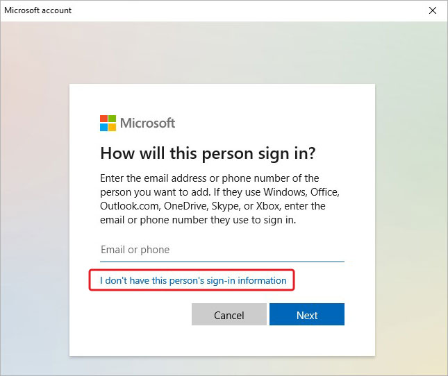 select-i-dont-have-this-person-sign-in-information