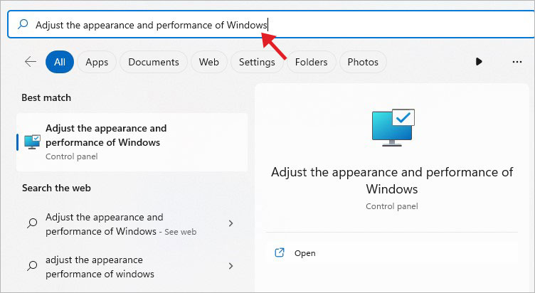 type-adjust-appearance-and-performance-of-window-in-search