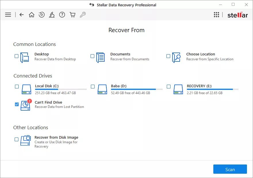 Select the virus infected hard drive to recover data