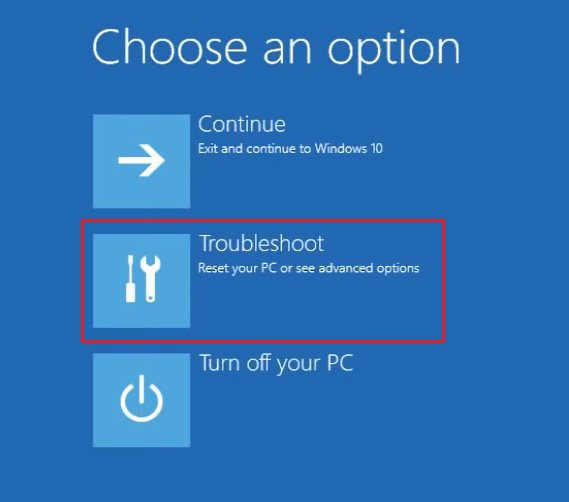 Click on Troubleshoot 